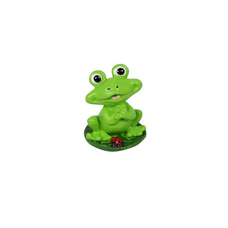 Frog on Leaf with Ladybug – Mini