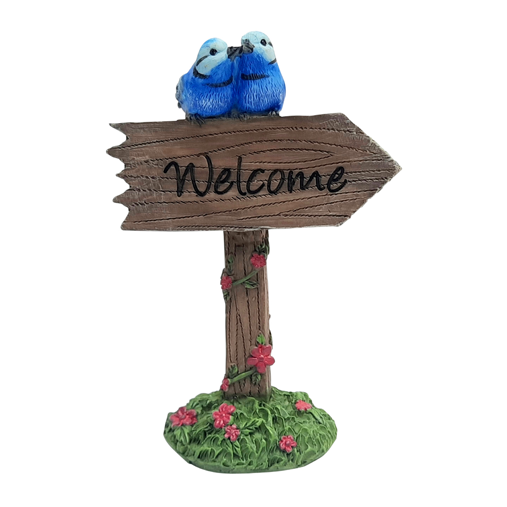 Welcome Sign with Blue Wrens