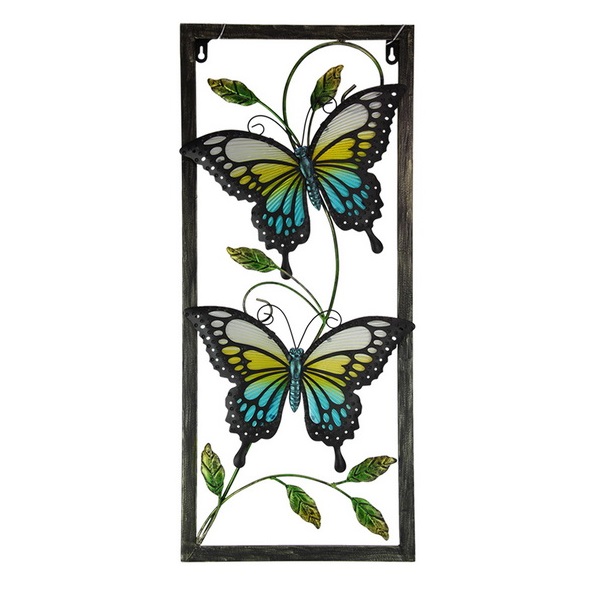 Twin Butterfly Glass/Metal Framed Wall Art