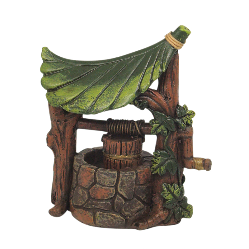 Stone Wishing Well with Leaf Roof