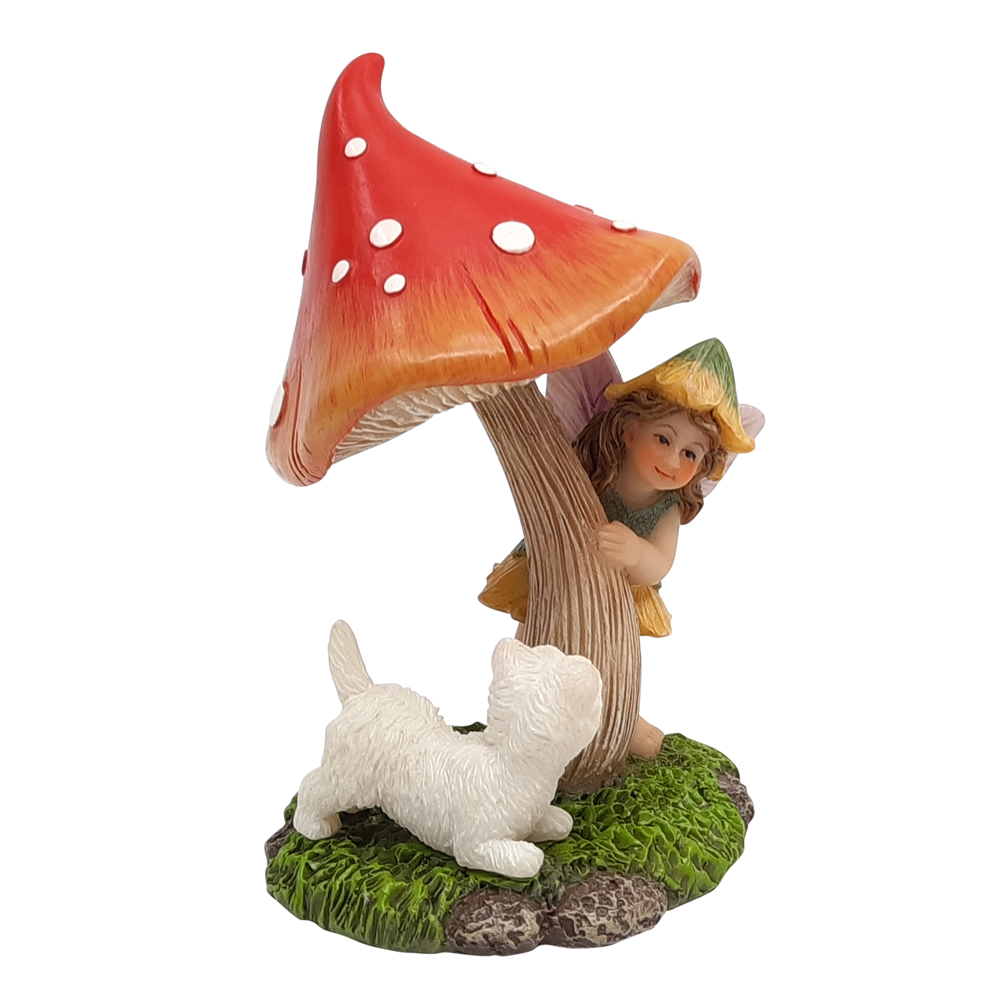 Peekaboo Fairy with Mushroom & Puppy