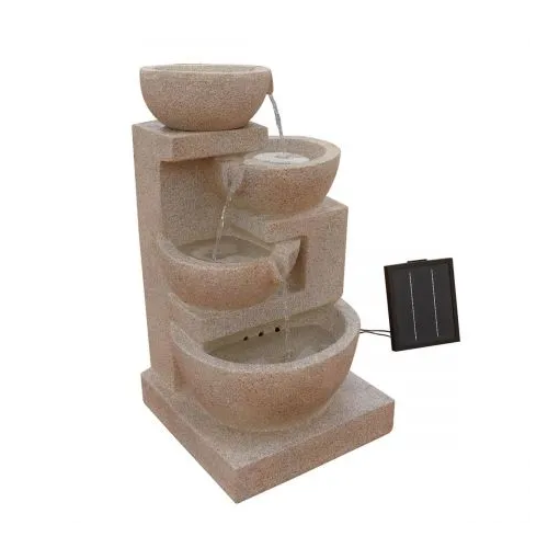 Four-Tier Solar Water Feature – Sand Beige