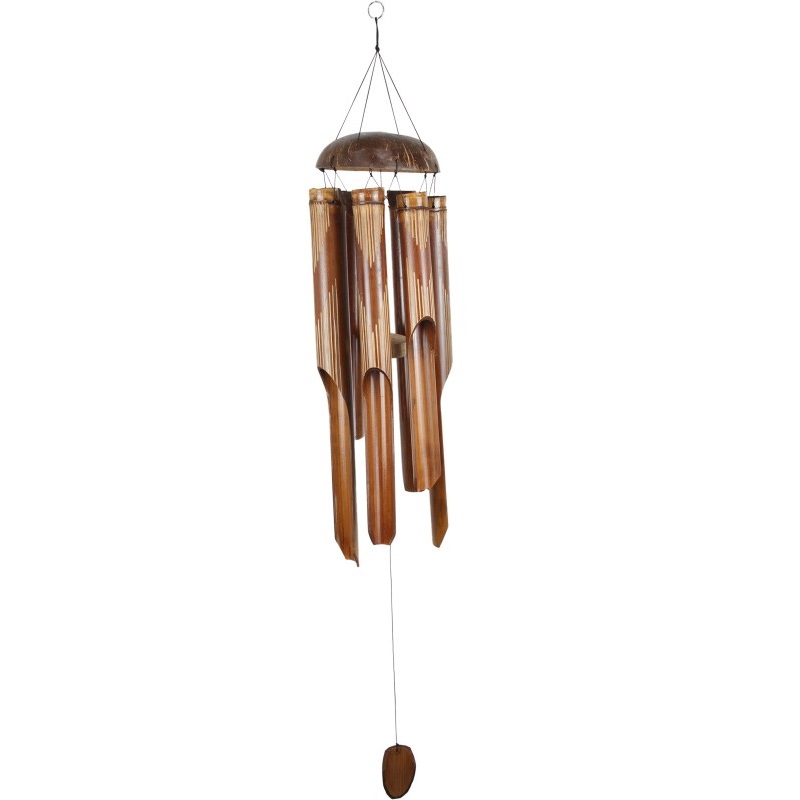 Bamboo Chime W/Carved Stripe Pattern