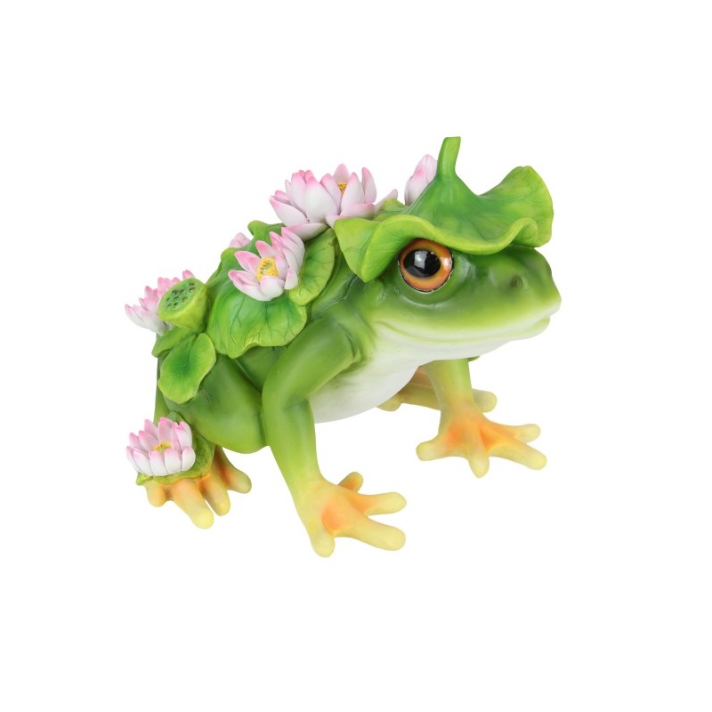 Green Frog Covered in Lilies