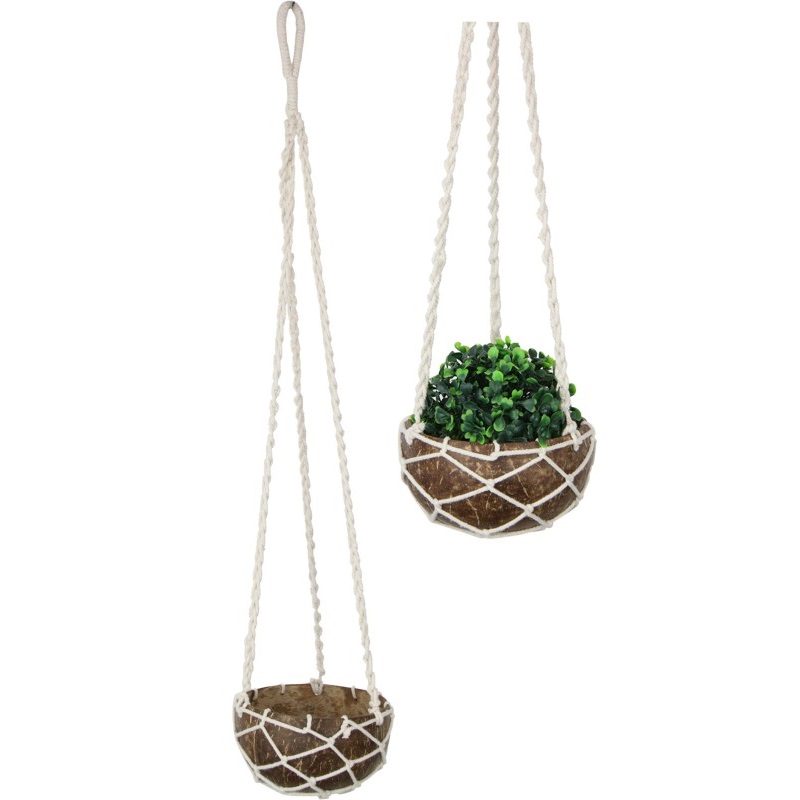 Macrame Coconut Hanging Pot