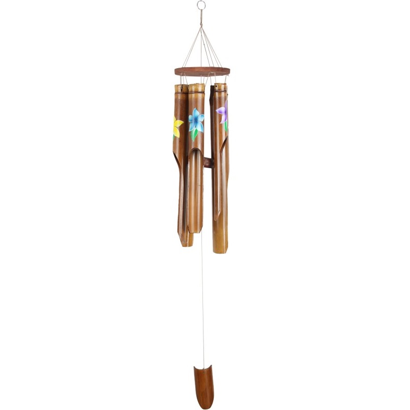 Bamboo Wind Chime w/Floral Decal