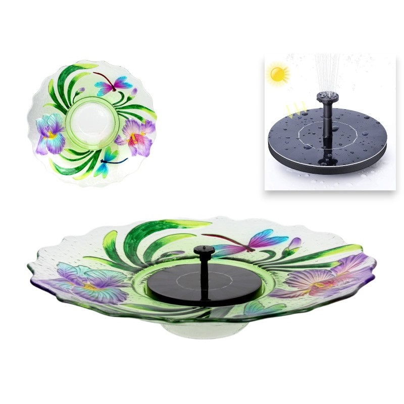 Glass Bowl w/Solar Water Fountain