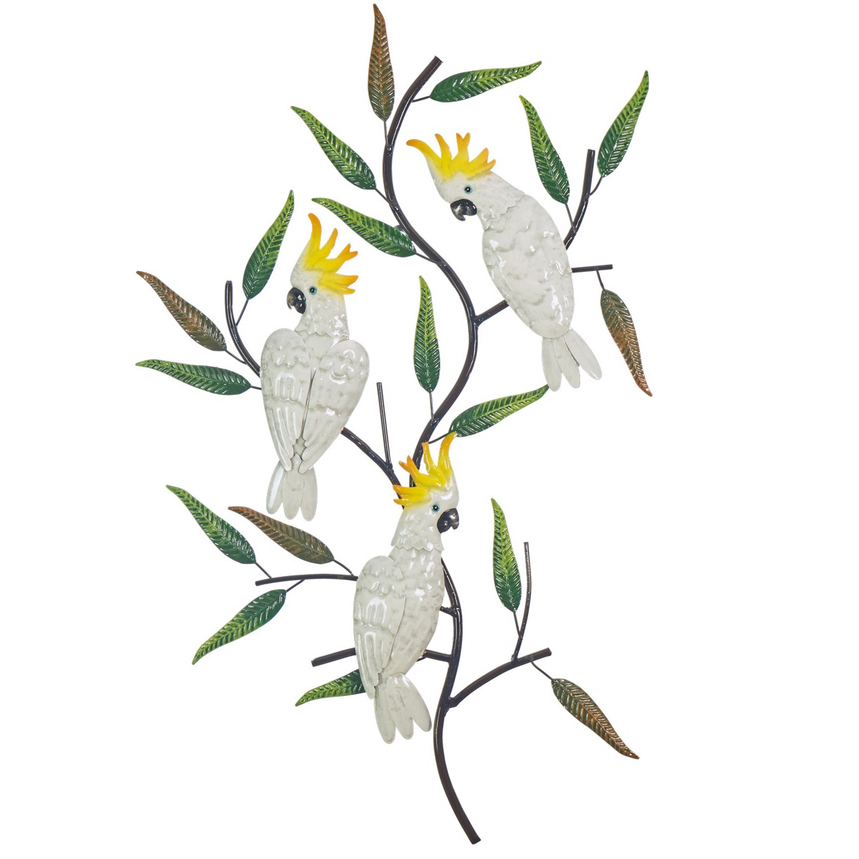 Cockatoo Tree Vertical Metal Wall Art