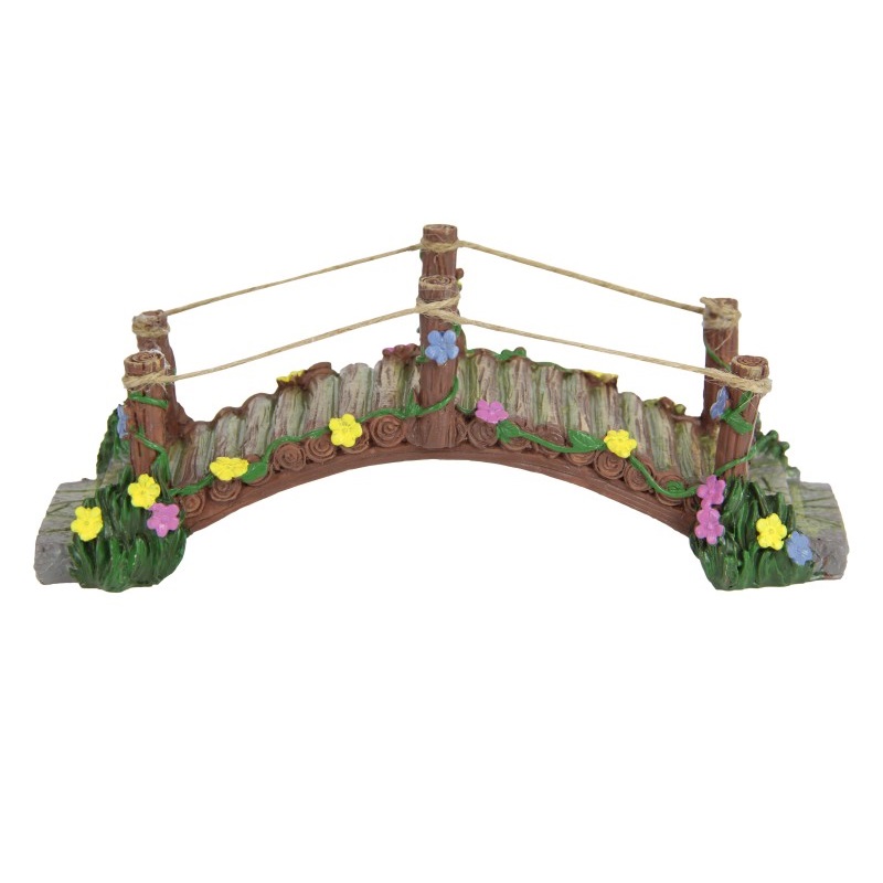 Fairy Garden Rope Bridge w/Flowers