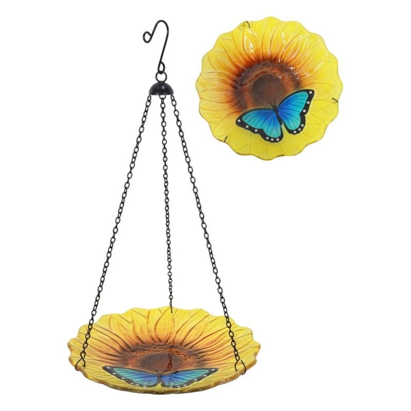 Hanging Glass Sunflower Bird Feeder