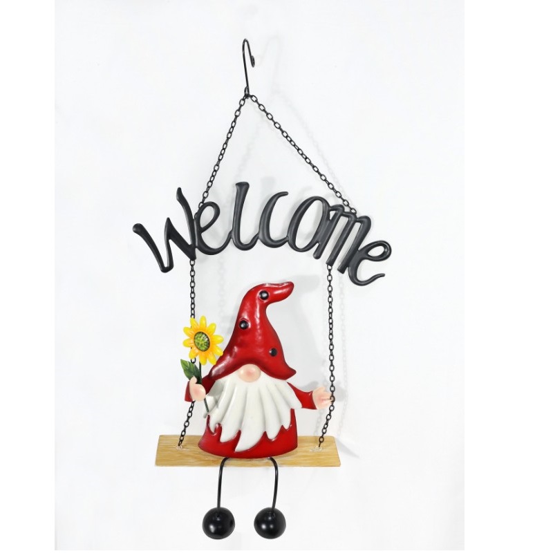 Metal Gnome on Hanging Welcome Seat