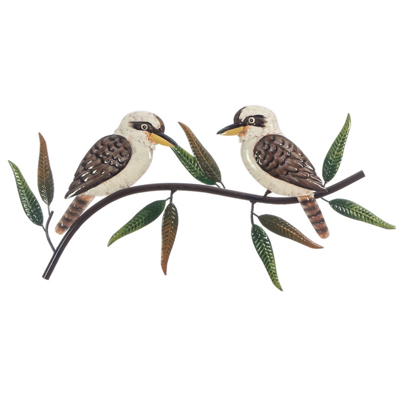 Kookaburra Pair on Branch Metal Wall Art