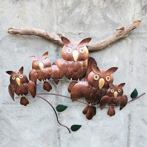 Parliament of Owls On A Branch Wall Art