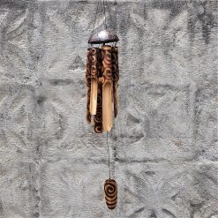 Bamboo Coconut Top Burnt Swirl Chime - 30cm