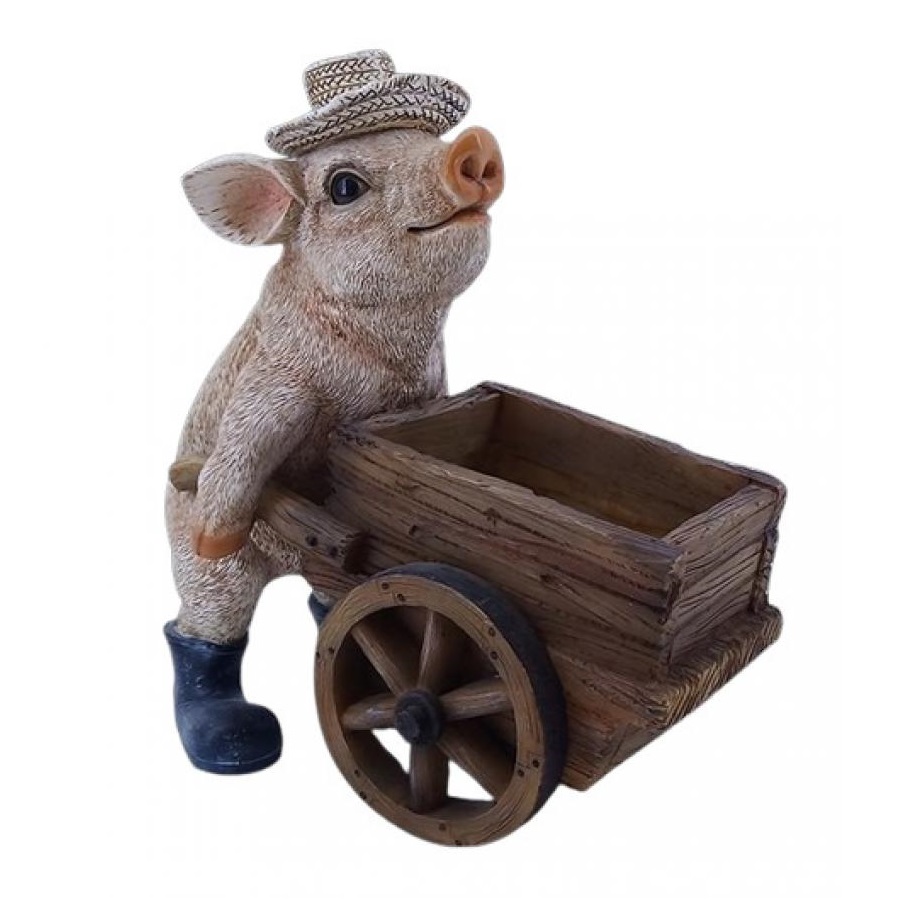 Farmer Piggy Pushing Wheelbarrow