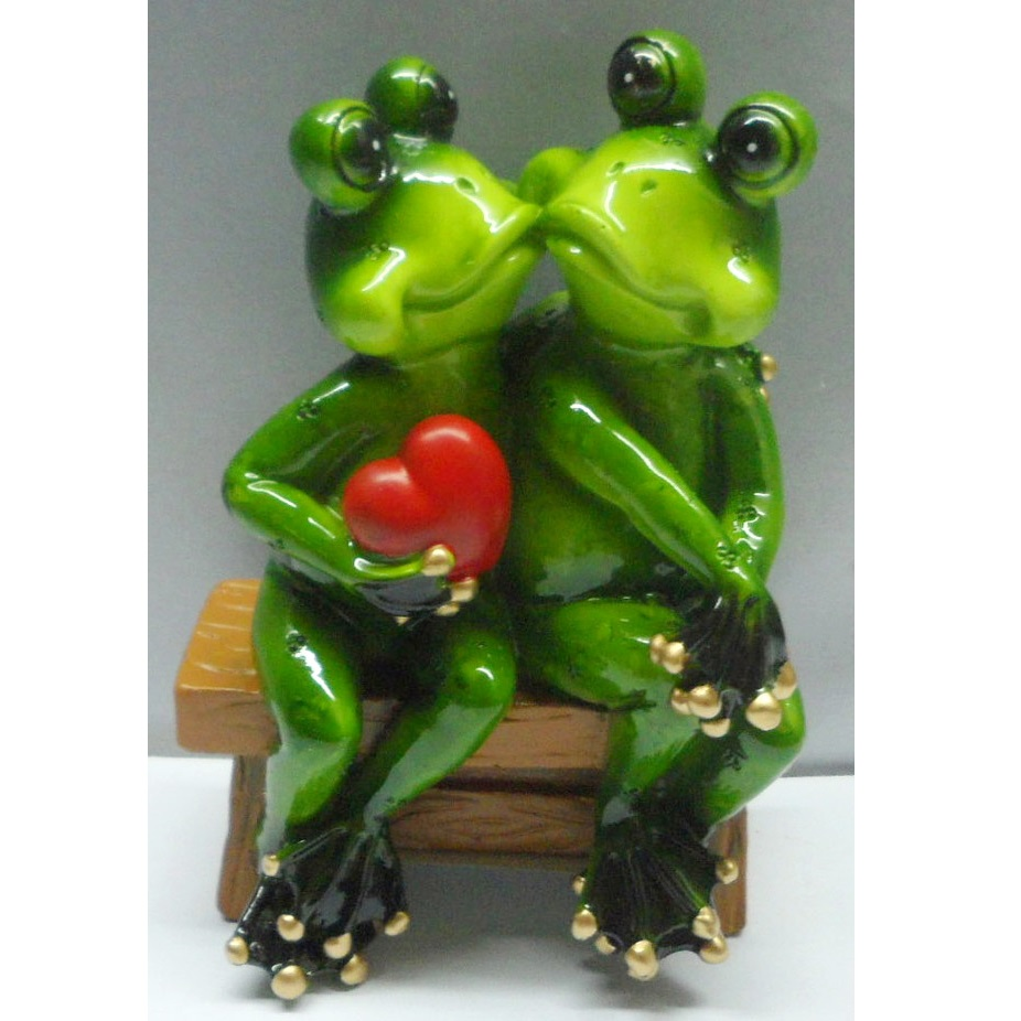 Green Marble Look Frog Lovers On Bench