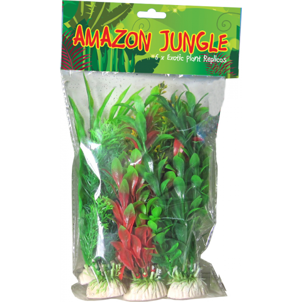 Amazon Jungle Mixed Plastic Plants – 6 Pack