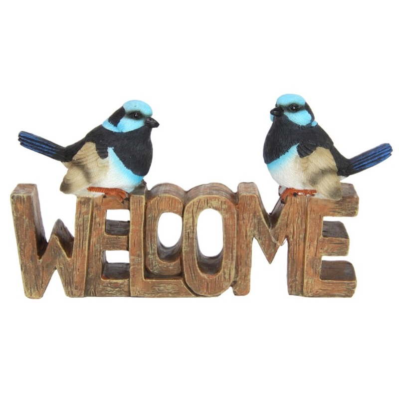 Blue Wrens on Welcome Sign