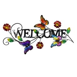 Butterfly Welcome Metal Wall Art