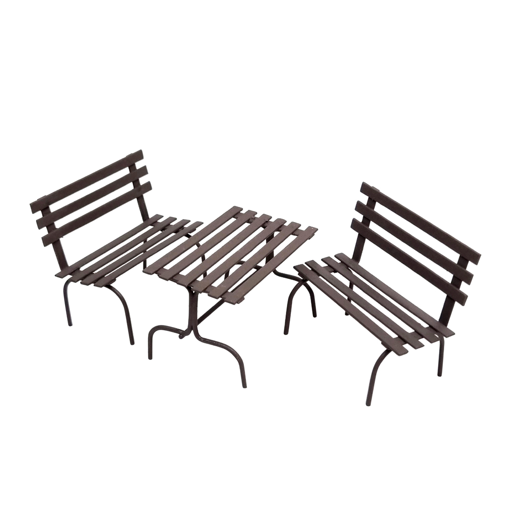 Metal 3-Pce Park Bench Set – Rust