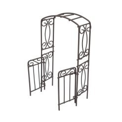 Metal Garden Arbour w/Hinged Gates – Rust