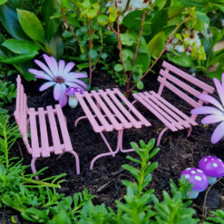 Metal 3-Pce Park Bench Set - Pink
