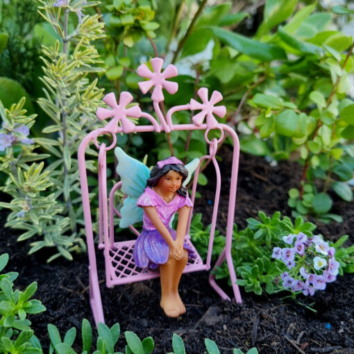 Fairy Garden Metal Swing – Pink