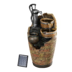 Solar Hand Pump Barrel Water Feature