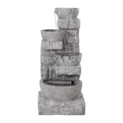 Solar 4-Tier Grey Rock Look Water Feature - ONLINE ONLY