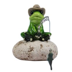 Fishing Frog on Rock w/Hat