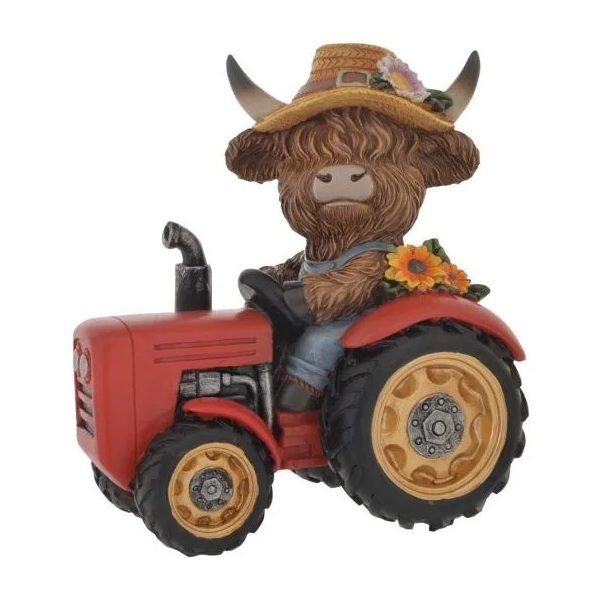 Highland Cow Sunflower Tractor