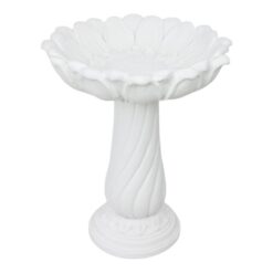 White Bird Bath w/Sunflower Design