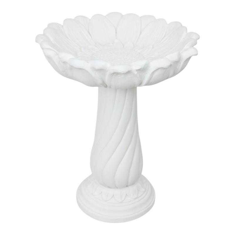 White Bird Bath w/Sunflower Design