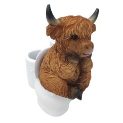 Highland Cow on Toilet