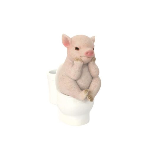 Pig or Cow Sitting on Toilet