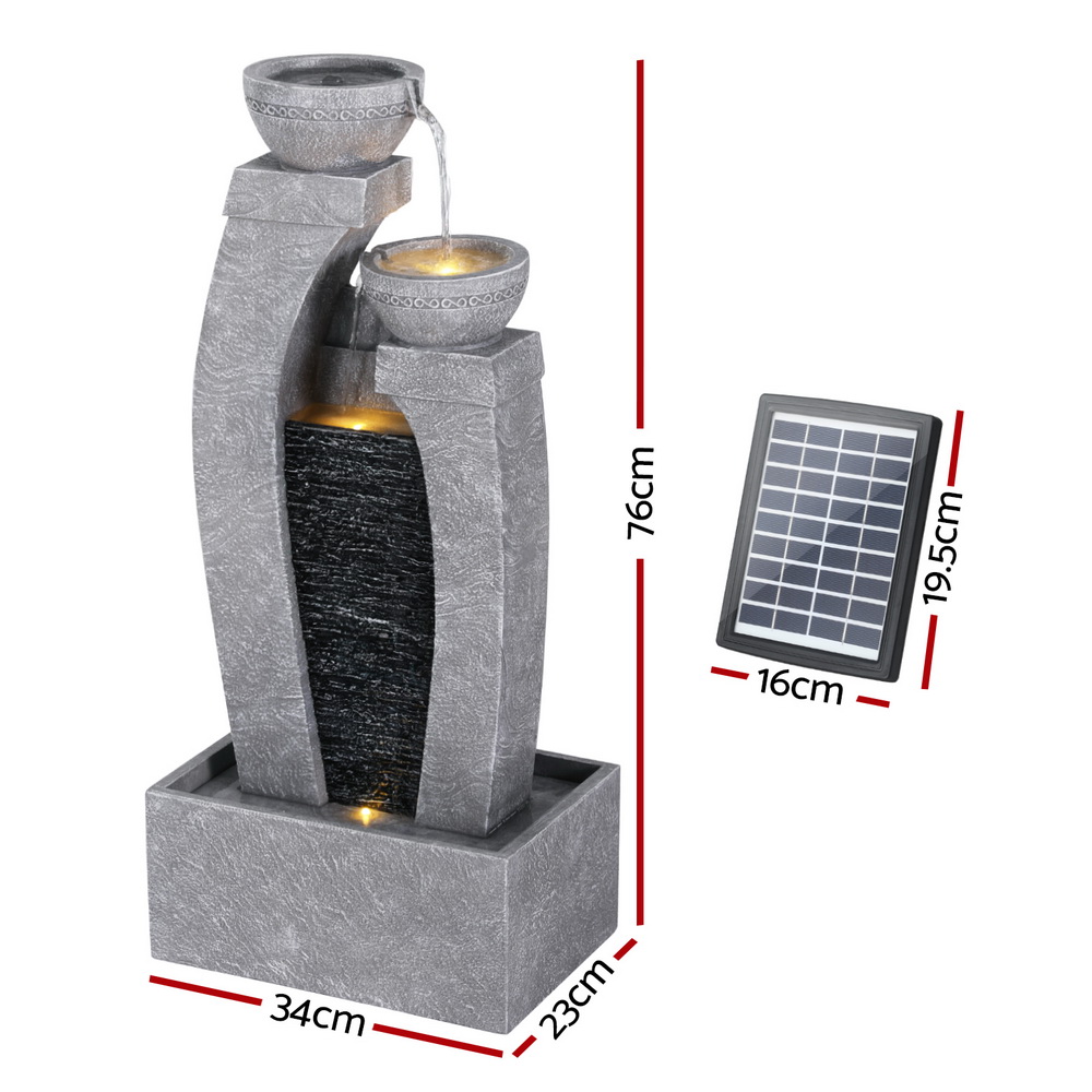 Solar 2-Tier Bowl w/Waterwall Water Feature - ONLINE ONLY!
