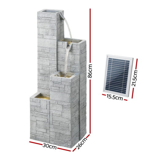 Solar 4-Tier Square Water Feature - ONLINE ONLY!