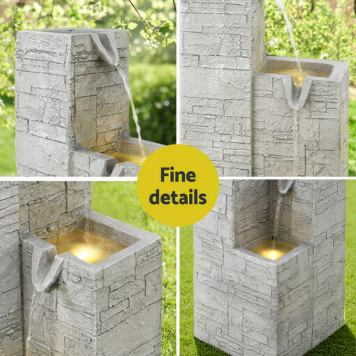 Solar 4-Tier Square Water Feature - ONLINE ONLY!