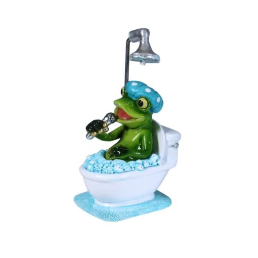 Marble Frog Singing in Toilet Bath