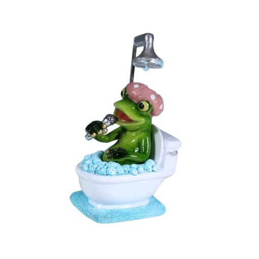 Marble Frog Singing in Toilet Bath