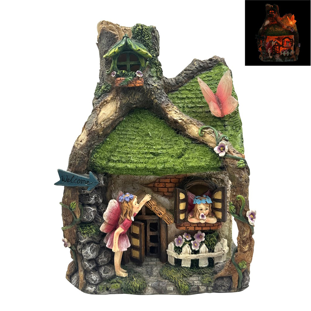 Solar Cottage w/Butterfly & Fairies