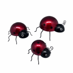 Trio of Ladybirds Metal Wall Art