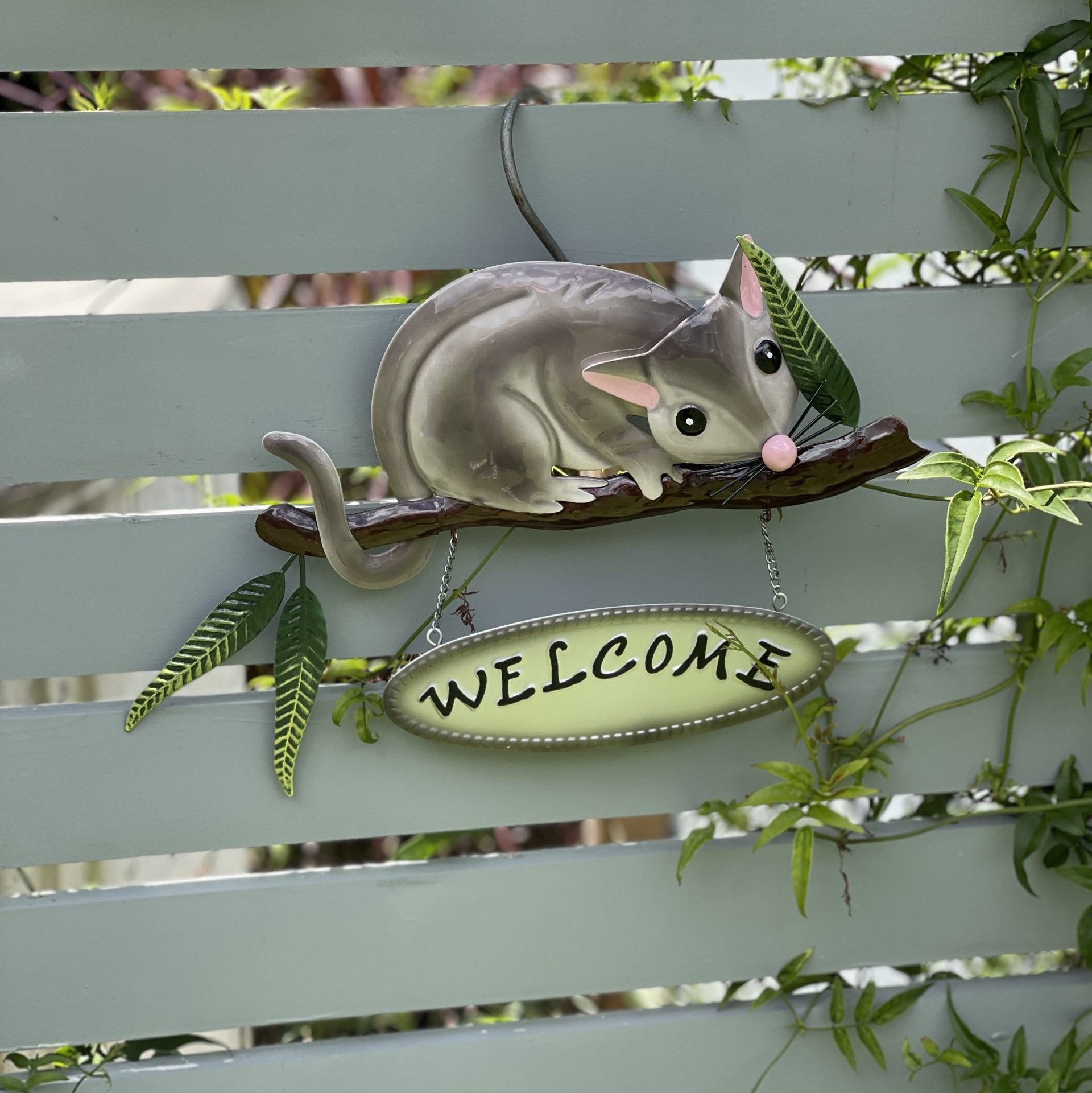 Possum on Welcome Branch Metal Wall Art