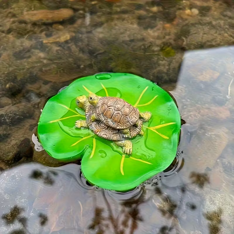 Floating Mother & Baby Turtle on Lilypad
