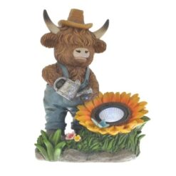 Highland Cow w/Solar Sunflower