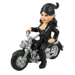 Gnome Biker Chick on Black Motorbike