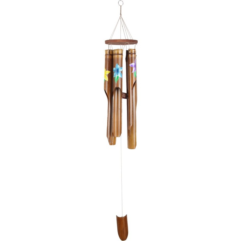 Bamboo Wind Chime w/Floral Decal
